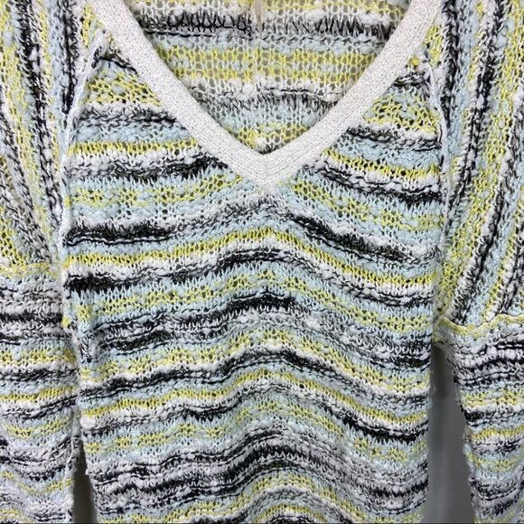Free People‎ Marled Songbird Chunky Knit Pullover Sweater V-Neck Revolve Boho S - Picture 7 of 13